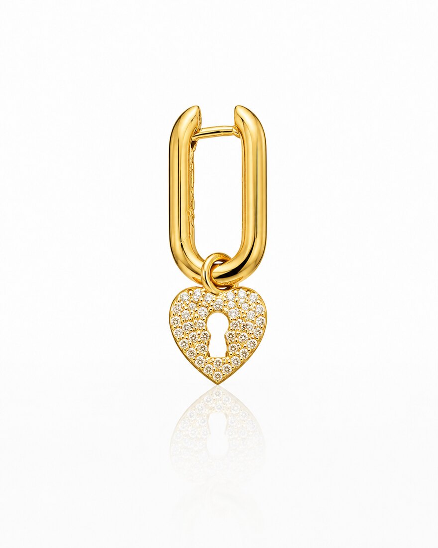 Ciondolo Cuore Pavé con Lucchetto