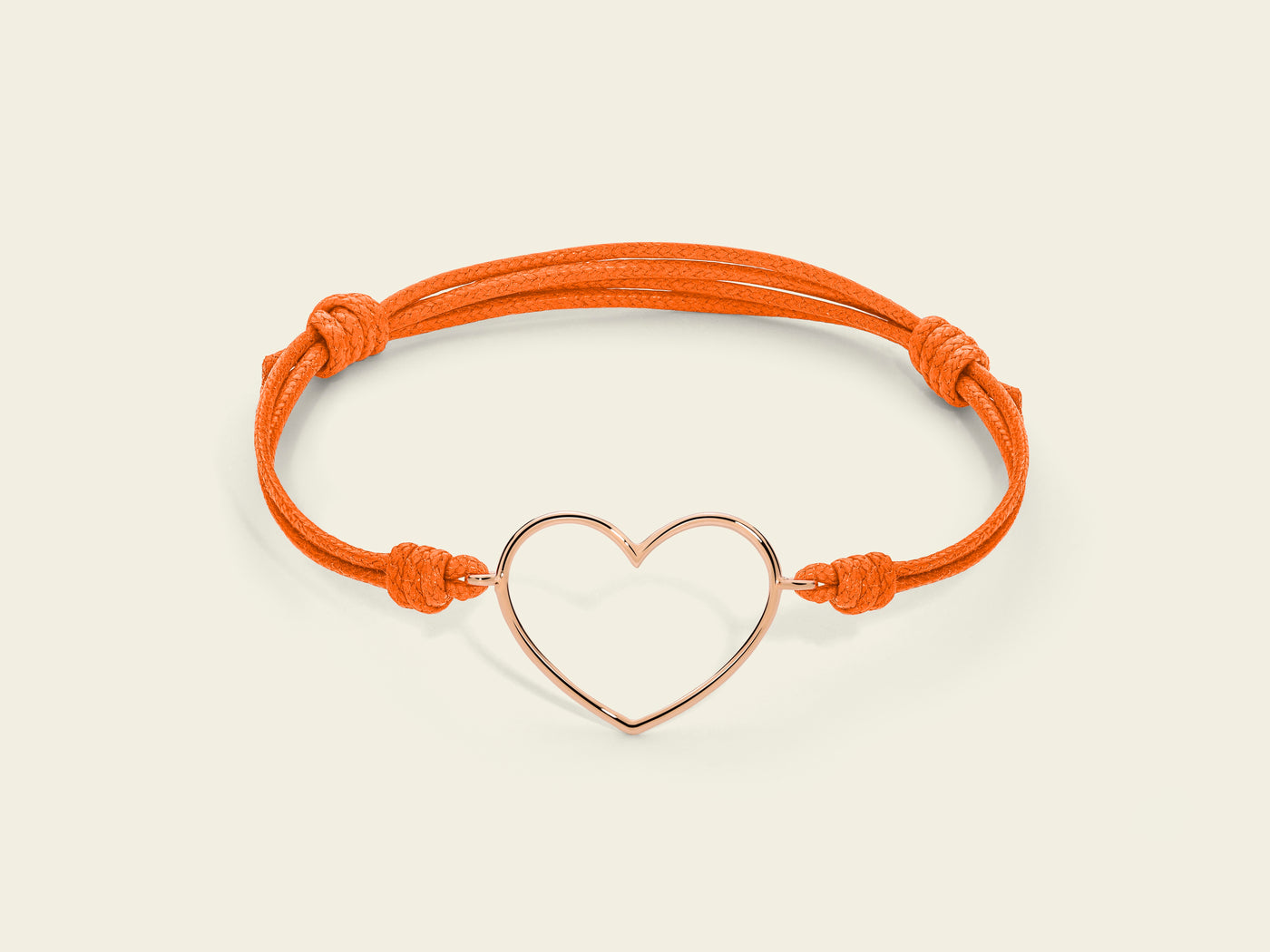 Bracciale cordino con cuore grande a filo