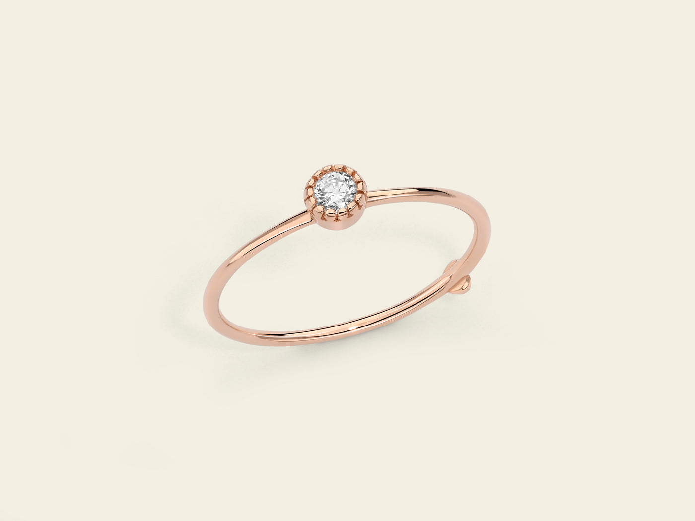 Anello con castone milligranato e diamante 0,10 ct.